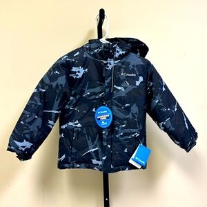 Child’s Columbia coat. Black/gray camouflage.
